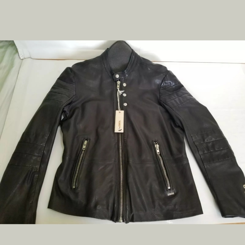 Diesel L-Ayme Men's Black Lambskin Leather Jacket
